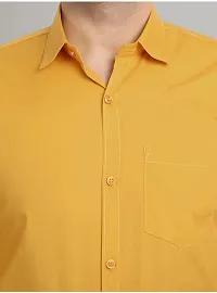 Reliable Yellow Cotton Blend Solid Long Sleeves Casual Shirt For Men-thumb2