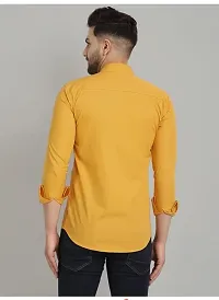 Reliable Yellow Cotton Blend Solid Long Sleeves Casual Shirt For Men-thumb1