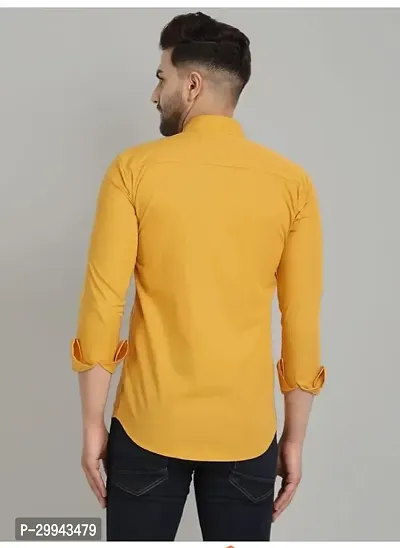 Reliable Yellow Cotton Blend Solid Long Sleeves Casual Shirt For Men-thumb2