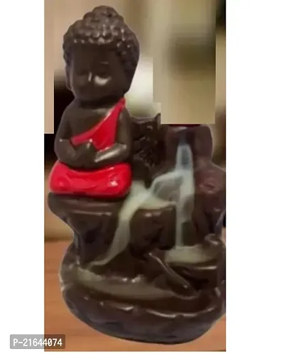 Premium Quality Handicrafted Meditating Monk Buddha Smoke Backflow Incense Burnernbsp;-thumb0