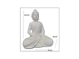 PMR Gift Items Premium Rare Handcrafted Polymarble Meditation/Dhyan Buddha Statue Lord Figurine/Idol (White 6*4*10inch-thumb1