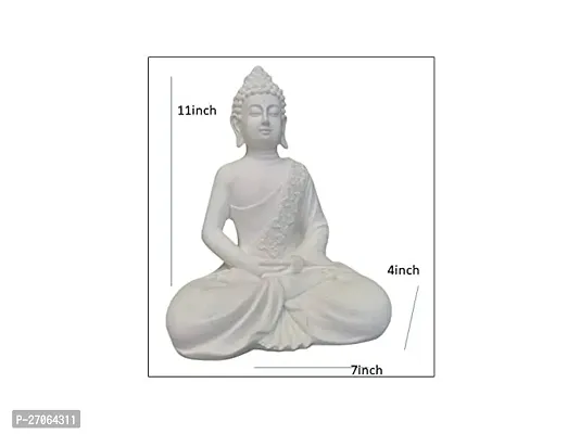 PMR Gift Items Premium Rare Handcrafted Polymarble Meditation/Dhyan Buddha Statue Lord Figurine/Idol (White 6*4*10inch-thumb2