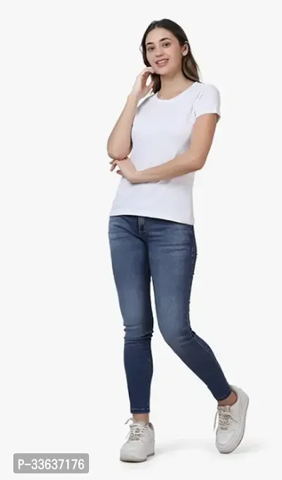 Trendy Stylish Cotton Round Neck Tees for Women-thumb0