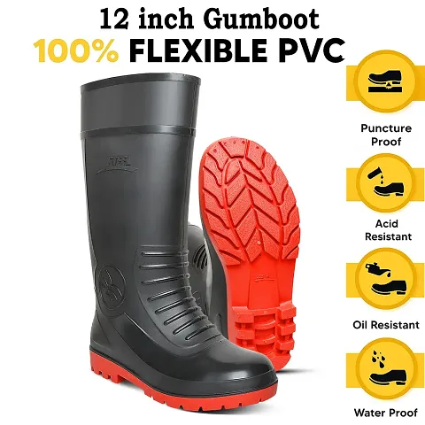 Red PVC Mens Gumboot(12 Inch)