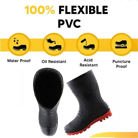 Red PVC Mens Gumboot(10 Inch)