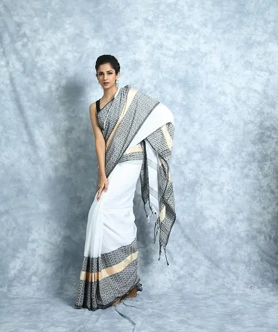 Cotton Woven Design Sarees with Blouse Piece