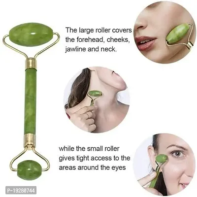 BUYVIV Natural Jade Stone Facial Roller Manual Massage with Gua Sha Tool for Face Eye Neck Foot Massage For Men and Women-thumb2