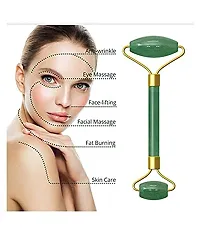 BUYVIV Natural Jade Stone Facial Roller Manual Massage with Gua Sha Tool for Face Eye Neck Foot Massage For Men and Women-thumb2
