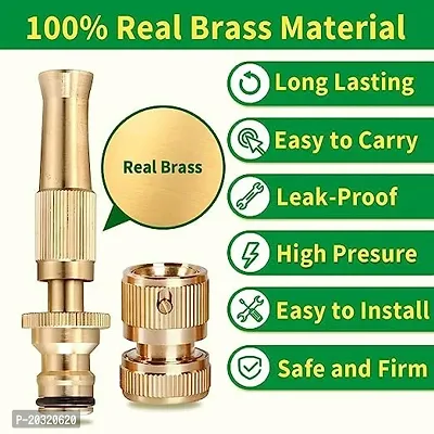 BUYVIV Real Brass Water Spray Gun Nozzle - High Pressure Water Gun Nozzle for Pouring Flowers  Car Washing - Brass Water Spray Nozzle, Suitable for 1/2 Inch Hose Pipe-thumb0