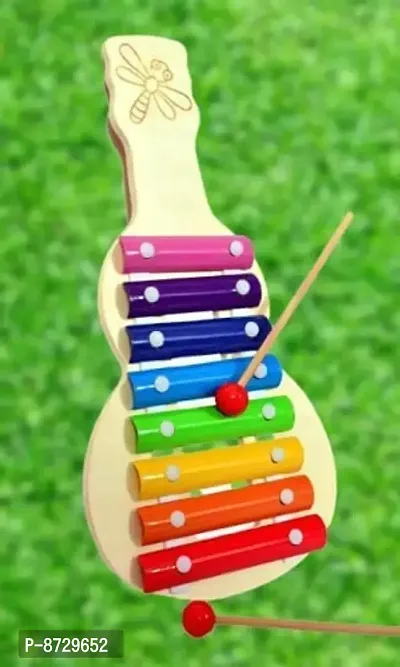 Wooden Guitar Shape Xylophone Toy For Kids with 8 Nodes-thumb0