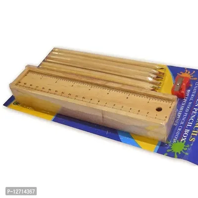 Fancy castle Wooden Pencil Set | Box with 12 Different Cray and Wooden Sharpener Pencil Box for Architect | Artist |-thumb0