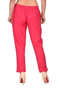 Ruhfab Women Slim Fit Solid Regular Trousers for Girls/Ladies/Women (Saver Pack of 2,White_Pink)-thumb3