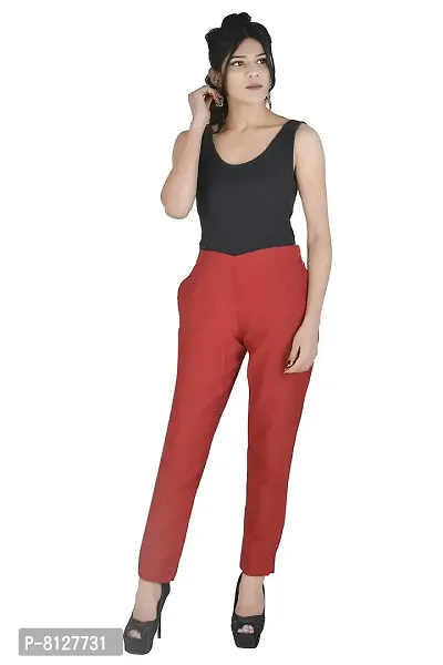 Ruhfab Slim Fit Cotton Flex Trouser Pants for Women's (Pack of 3)-thumb4