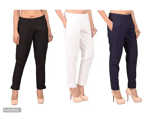 Buy Ruhfab Women Regular Fit Cotton Pants for Women Casual/Women Trousers  (Black/Medium) at Amazon.in