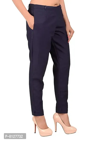 Ruhfab Slim Fit Cotton Flex Trouser Pants for Women (Pack of 3)-thumb2