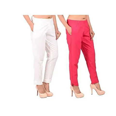 Faunashaw Women Regular Fit Casual Trouser Pants Flex Slim Fit Straight for Girls/Ladies/Women