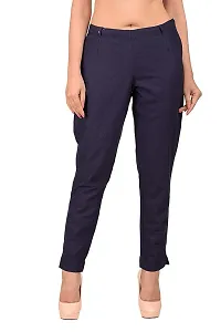 Ruhfab Women Regular Fit Casual Trouser Pants Cotton Flex Slim Fit Straight for Girls/Ladies/Women (Combo Saver Pack of 3/Navy-Blue_C-Green_RED)-thumb4