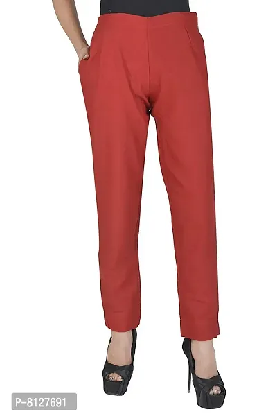 Cotton Lycra Maroon Trouser For Women's.Ladies Casual Trouser,Track Pant,Girls  stylish Trouser Pant.Elastic Staright Pants, for Casual Office Work  wear.Slim Fit Formal Trousers/Pant.formal Trouser For Womens.Womens Trousers  Cotton Pant.Formal Tousers