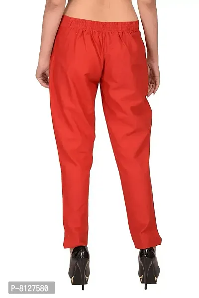 Ruhfab Girl's Regular Fit Trousers/Pants Slim Fit Straight/Casual Trouser/Pants for Women's/Girls Pant (Red)-thumb3