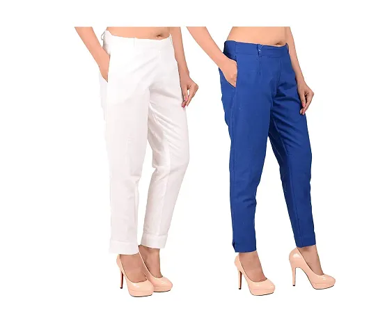 Faunashaw Women Regular Fit Casual Trouser Pants Flex Slim Fit Straight for Girls/Ladies/Women