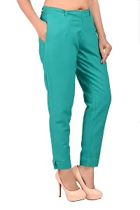 Ruhfab Women's Regular Fit Trousers/Pants Slim Fit Straight/Casual Trouser/Pants for Girls/Ladies/Women (C-Green)-thumb1