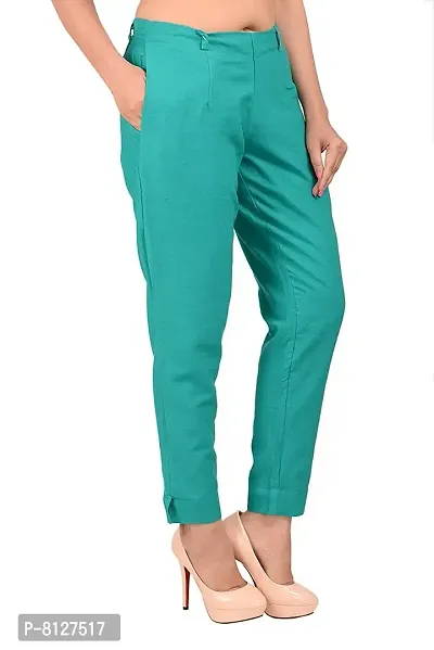 Ruhfab Women's Regular Fit Trousers/Pants Slim Fit Straight/Casual Trouser/Pants for Girls/Ladies/Women (C-Green)-thumb2