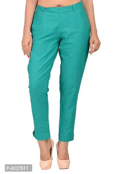 Ruhfab Women's Regular Fit Trousers/Pants Slim Fit Straight/Casual Trouser/Pants for Girls/Ladies/Women (C-Green)-thumb0
