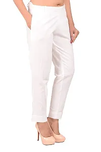 White Cotton Casual Trousers Trousers   Capris For Women-thumb1