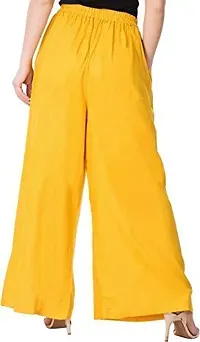 Ruhfab Silky Rayon Women Stretchable Plazo Pant Indian Ethnic Plain Casual Wear Plazo Pant for Women's and Girls (Save Pack of 2, Yellow_Yellow)-thumb4