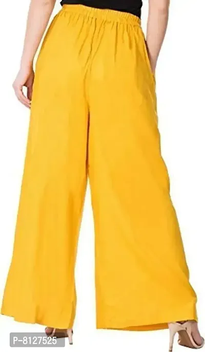 Ruhfab Silky Rayon Women Stretchable Plazo Pant Indian Ethnic Plain Casual Wear Plazo Pant for Women's and Girls (Save Pack of 2, Yellow_Yellow)-thumb5