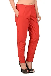 Ruhfab Girl's Regular Fit Trousers/Pants Slim Fit Straight/Casual Trouser/Pants for Women's/Girls Pant (Red)-thumb1