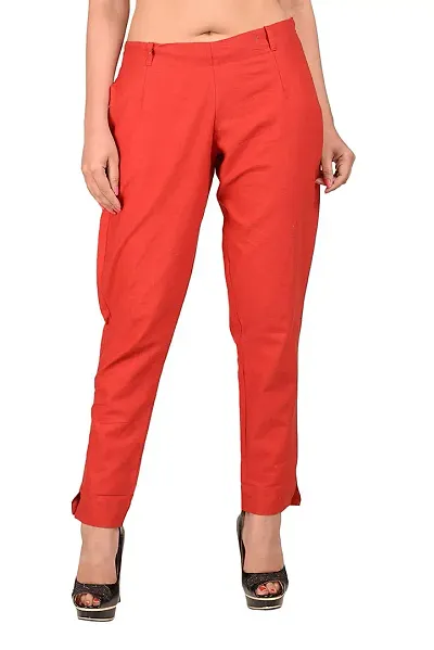 Ruhfab Girl's Regular Fit Trousers/Pants Slim Fit Straight/Casual Trouser/Pants for Women's/Girls Pant (Red)