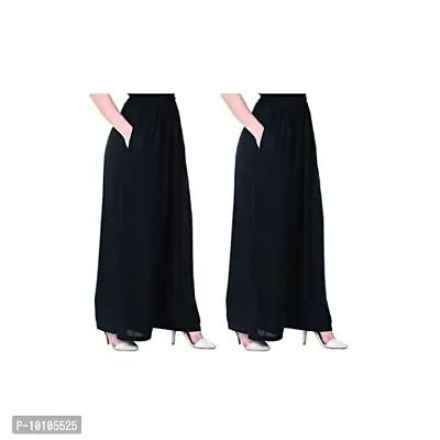 Attractive Solid Cotton Blended Flared Trousers Combo For Women Pack Of 2