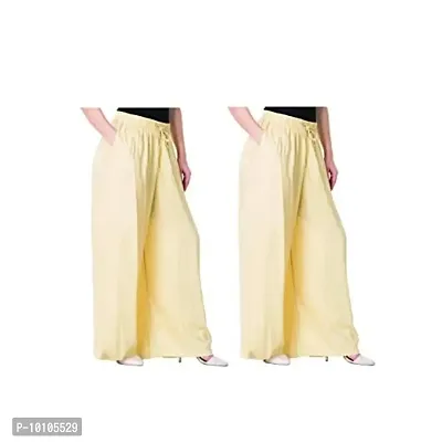 Attractive Solid Cotton Blended Flared Trousers Combo For Women Pack Of 2