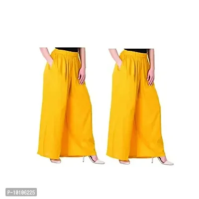 Attractive Solid Cotton Blended Flared Palazzos Combo For Women Pack Of 2