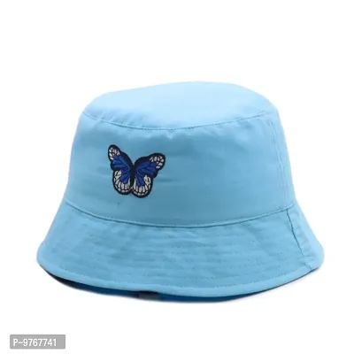 Buy Reffer Unisex Pure Cotton Bucket Hat For Beach, Travel Sun Protection  (sky Blue Butterfly Hat) Online In India At Discounted Prices