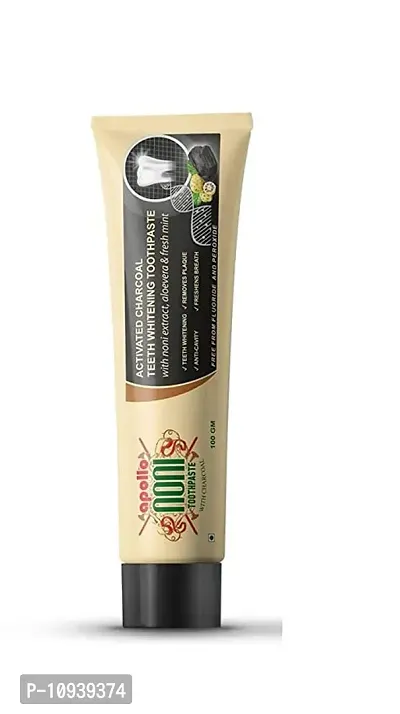 Apollo Noni Activated Charcoal Teeth Whitening With Noni Extract Aloe Vera And Fresh Mint Toothpaste 100G