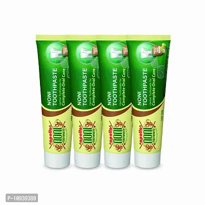Apollo Noni Toothpaste For Entire Family, Daily Oral Detox - Pure Herbal, Natural, No Chemicals - Protect Enamels, Strengthens Gums, Reduce Plaque | 150Gm (Pack Of 4)-thumb0