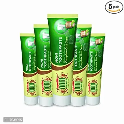 Apollo Noni Toothpaste For Entire Family, Daily Oral Detox - Pure Herbal, Natural, No Chemicals - Protect Enamels, Strengthens Gums, Reduce Plaque | 150Gm (Pack Of 5)