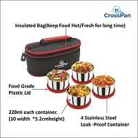 CrossPan Smart 4 Pcs Steel Lunchbox 4 Containers Lunch Box (1200 ml) Red-thumb1