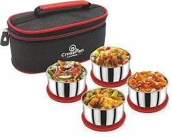 CrossPan Smart 4 Pcs Steel Lunchbox 4 Containers Lunch Box (1200 ml) Red-thumb2