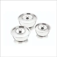 Stainless Steel Apple Serving Bowl 3pc set (750ml,1000ml,1500ml)-thumb1