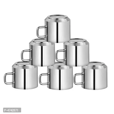 CrossPan Deluxe Double Wall Stainless Steel Tea  Coffee Cups/Mug,(Set of 6pc)-thumb0