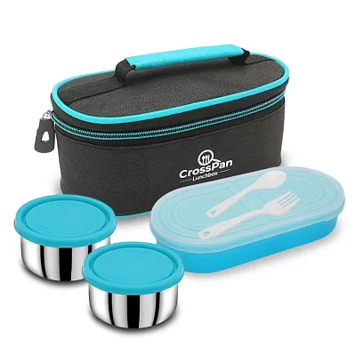 Double Decker Executive Lunch/Tiffin Box (2 SS Container,1 Microwave Safe Container)