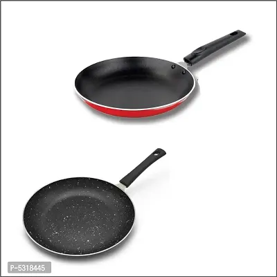 Non Stick  Fry Pan Set, 24cm, (Induction Base -Black) + Mini Fry Pan 20cm  (Red),Aluminum
