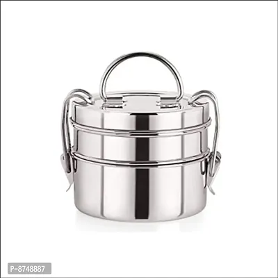 Classic Clipper Stainless Steel Tiffin Box, 2-Pieces , Silver-800 ml, Mirror Polish