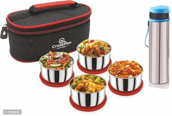 Classy Stainless Steel Lunch Box with 700 ml Water Bottle