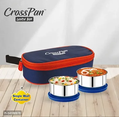 CrossPan Orra Compact Leakproof Stainless Steel Lunch Box / Tiffin Box 2 Containers Lunch Box  (560 ml)-thumb0