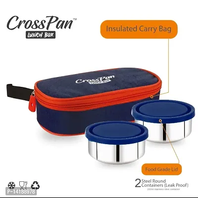 CrossPan Orra Compact Leakproof Stainless Steel Lunch Box / Tiffin Box 2 Containers Lunch Box  (560 ml)-thumb2