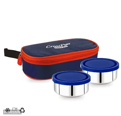 CrossPan Orra Compact Leakproof Stainless Steel Lunch Box / Tiffin Box 2 Containers Lunch Box  (560 ml)-thumb3